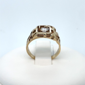 Golden Lattice Diamond Ring
