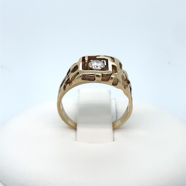 Golden Lattice Diamond Ring