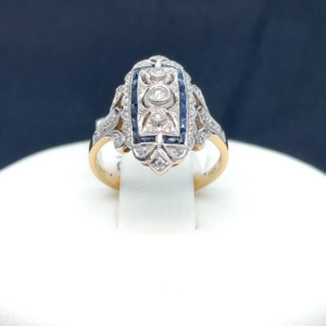 Sapphire Frame Art Deco Ring