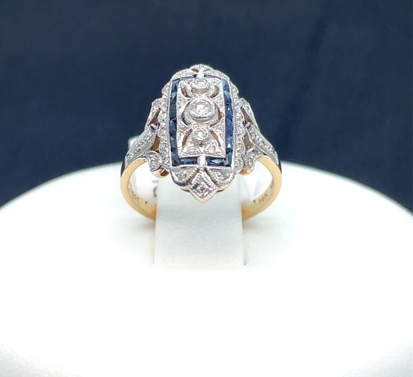 Sapphire Frame Art Deco Ring