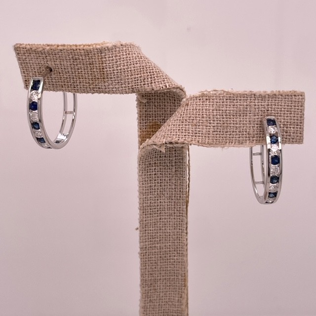 1 ct Sapphire & Diamond Hoop Earrings